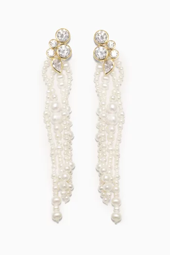 Pearl & Crystal Drop Earrings in 14kt Gold Vermeil