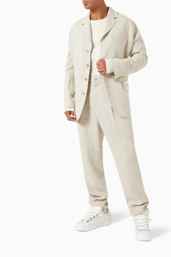 Single-breasted Blazer in Cotton and Linen
