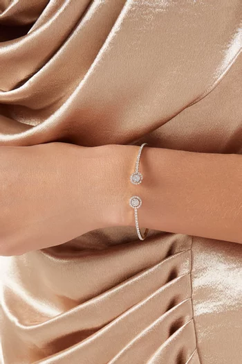 Round Pavé Diamond Open Bangle in 14kt Gold