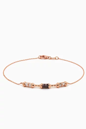 Triple Barrel Ruby & Diamond Chain Bracelet in 14kt Rose Gold