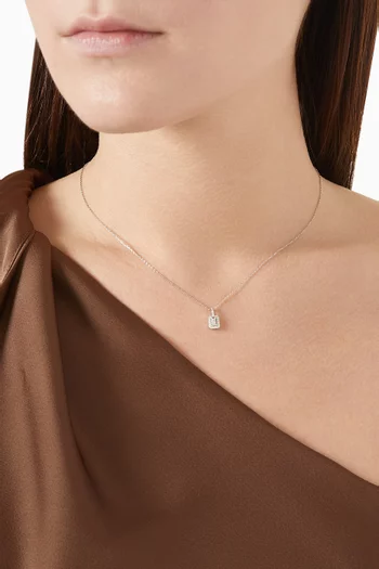 Mystery Set Single Frame Sapphire & Diamond Pendant Necklace in 14kt White Gold
