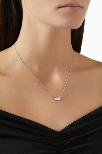 Sapphire & Diamond Plaque Pendant Necklace in 14kt White Gold