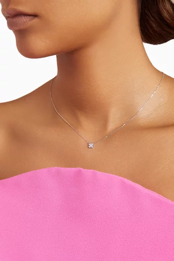 Mini Clover Diamond Necklace in 14kt White Gold