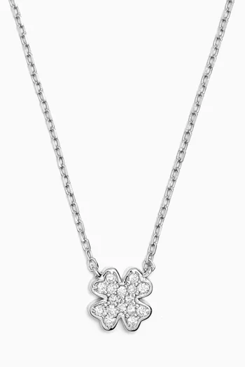 Mini Clover Diamond Necklace in 14kt White Gold
