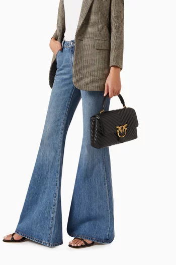 حقيبة لوف ليدي باف بيد علوية جلد بخطوط شيفرون