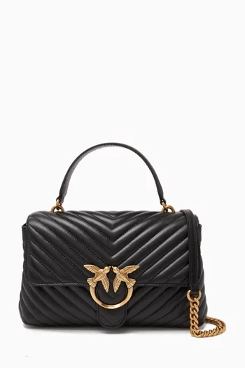 حقيبة لوف ليدي باف بيد علوية جلد بخطوط شيفرون