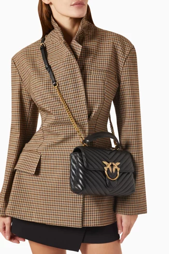 حقيبة لوف ليدي باف بيد علوية جلد بخطوط شيفرون