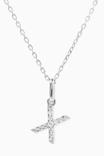 X Letter Diamond Necklace in 18kt White Gold