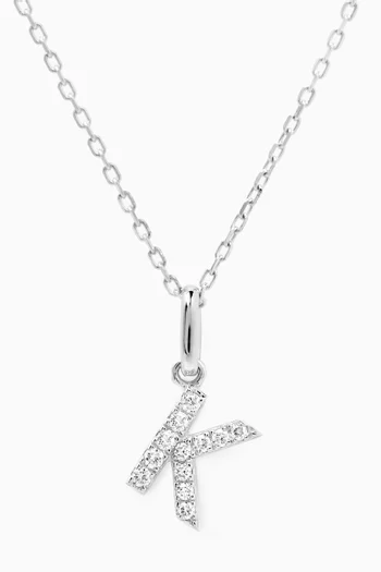 K Letter Diamond Necklace in 18kt White Gold