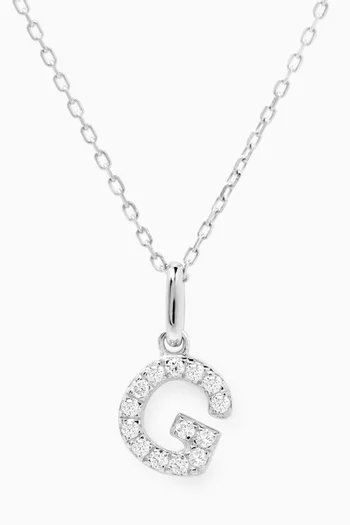 G Letter Diamond Necklace in 18kt White Gold