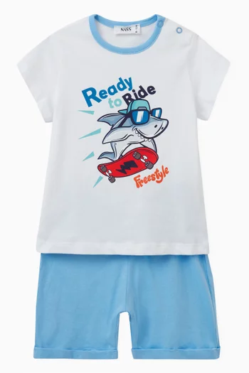 Shark T-shirt & Shorts Set in Cotton