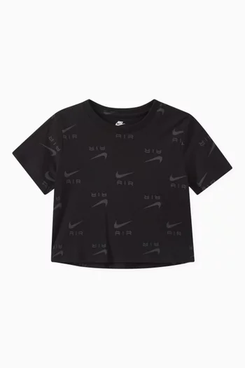 Cropped Logo Print T-shirt in Cotton