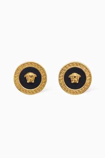 Resin Medusa Stud Earrings in Brass