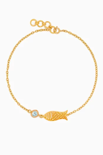 The Gem Palace Fish Charm Bracelet in 22kt Yellow Gold