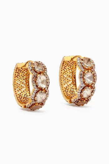 Shanaya Reversible Hoop Earrings in 18kt Gold & Polki Diamonds
