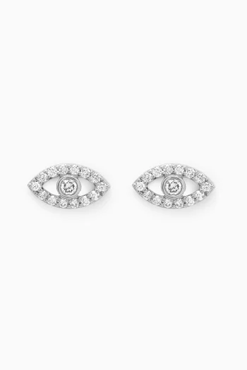 Evil Eye Diamond Stud Earrings in 18kt White Gold
