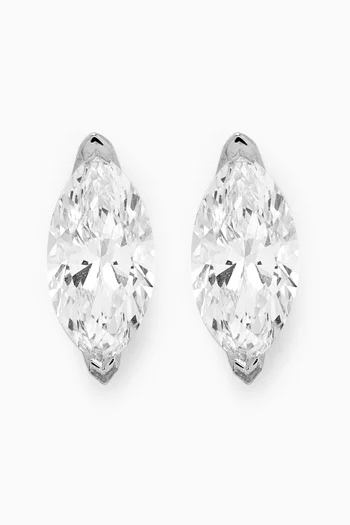 Marquise Diamond Stud Earrings in 18kt White Gold