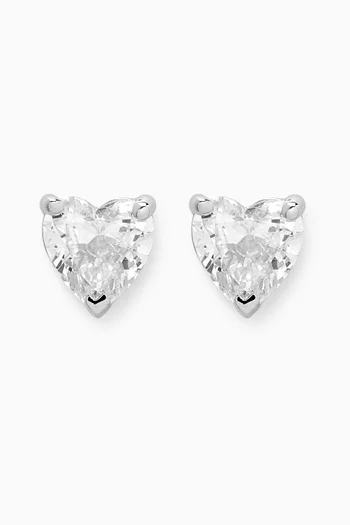 Heart Diamond Stud Earrings in 18kt White Gold