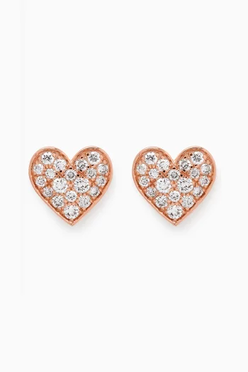 Heart Pavé Diamond Stud Earrings in 18kt Rose Gold