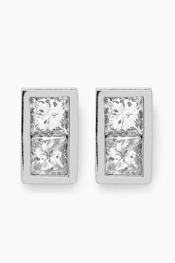 Mini Bar Diamond Stud Earrings in 18kt White Gold