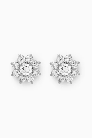 Mini Flower Diamond Stud Earrings in 18kt White Gold