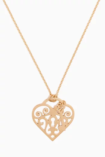 Valentine Heart & Key Necklace in 18kt Gold