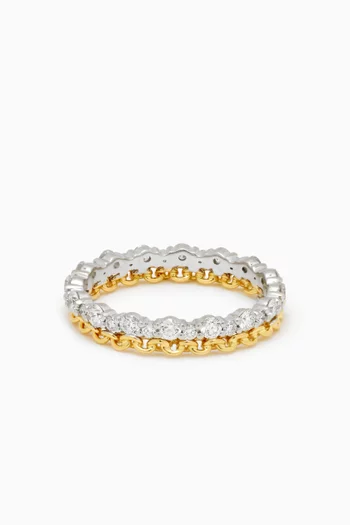 Salasil Diamond Twin Ring in 18kt Yellow & White Gold