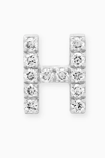 H Letter Diamond Single Stud Earring in 18kt White Gold