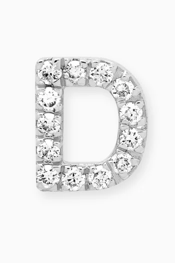 D Letter Diamond Single Stud Earring in 18kt White Gold