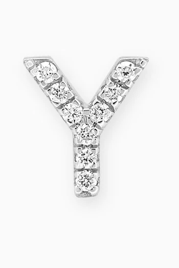 Y Letter Diamond Single Stud Earring in 18kt White Gold