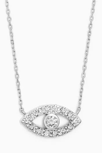 Evil Eye Diamond Pendant Necklace in 18kt White Gold