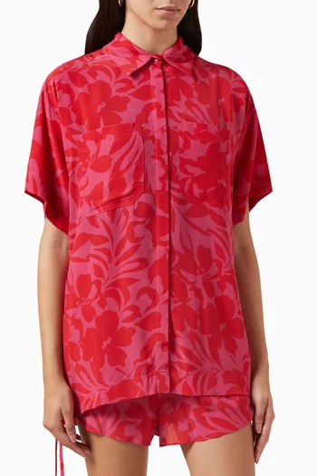 Portea Short-sleeve Relaxed Shirt in Silk
