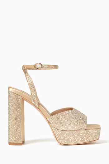 Vallea 130 Crystal-embellished Platform Sandals in Leather