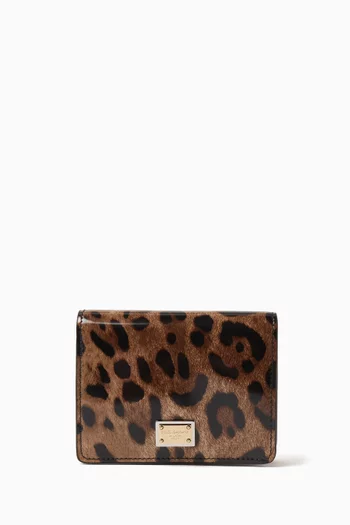 x KIM DG Flap Wallet in Leopard-print Polished Leather