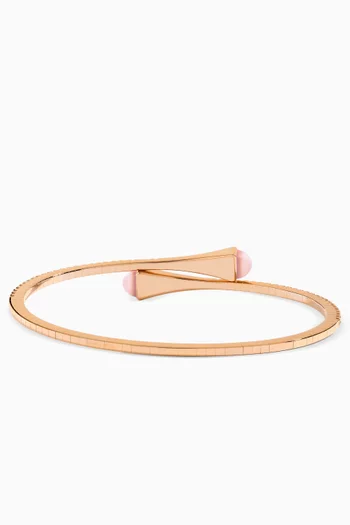 Cleo Diamond Slim Slip-on Bracelet with Pink Quartz in 18kt Rose Gold