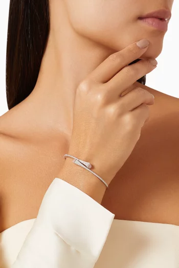 Cleo Diamond & Quartz Slim Bracelet in 18kt White Gold