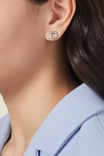 Gancini Crystal Stud Earrings in Metal