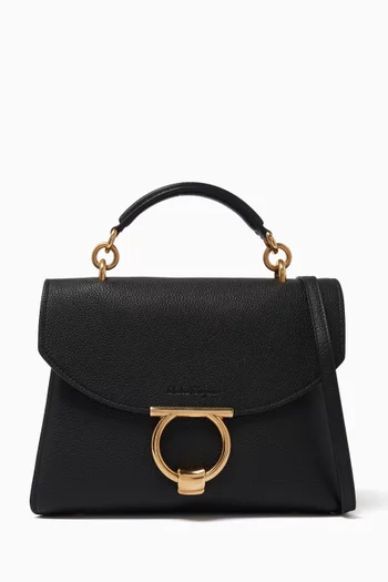 Mini Gancini Top-handle Bag in Leather