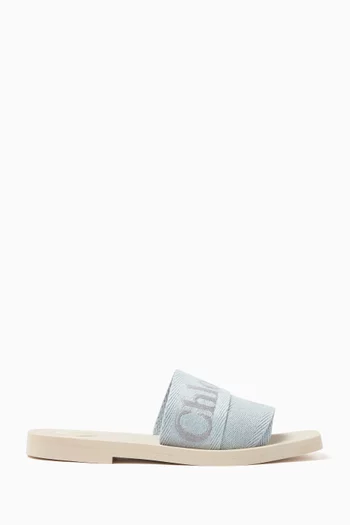 Woody Square-toe Flat Sandals in Linen