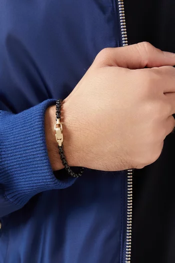 Box Chain Bracelet in Stainless Steel with 14kt Yellow Gold, 5mm