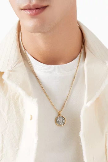 Earth & Moon Amulet in Sterling Silver with 18kt Yellow Gold, 5mm