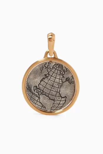 Earth & Moon Amulet in Sterling Silver with 18kt Yellow Gold, 5mm