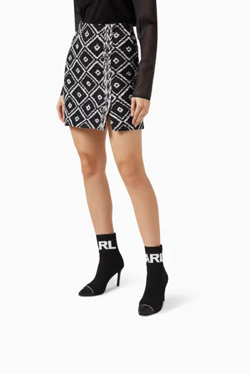 Pandara Mid-heel Ankle Boots in Knit