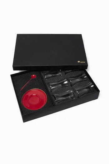 طقم استكانات شاي وأطباق، 6 قطع