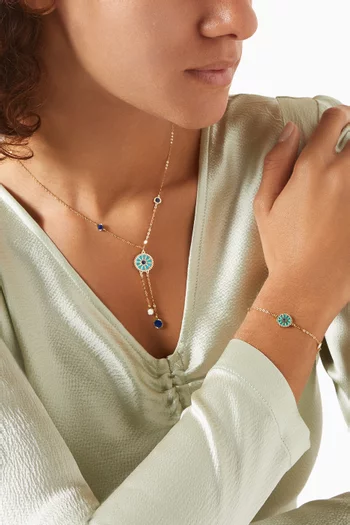 Amelia Dubai Mother of Pearl Charm Reversible Bracelet in 18kt Gold