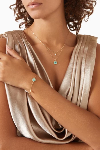 Amelia Dubai Mother of Pearl Charm Reversible Bracelet in 18kt Gold