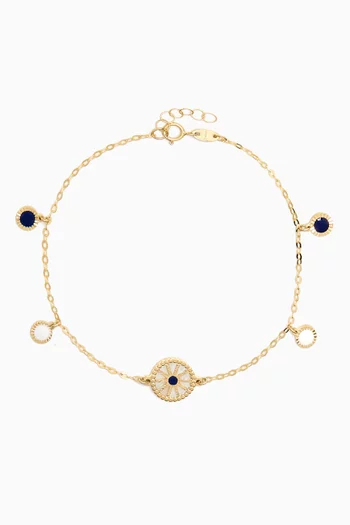 Amelia Dubai Mother of Pearl Charm Reversible Bracelet in 18kt Gold