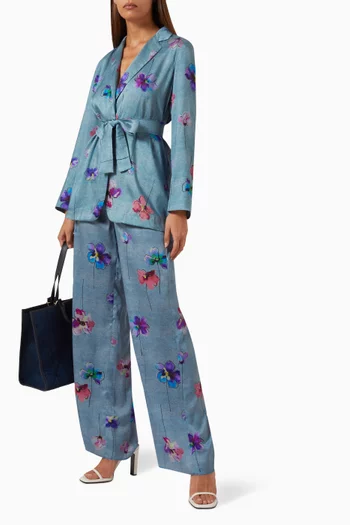 Tuc Printed Blazer in Twill