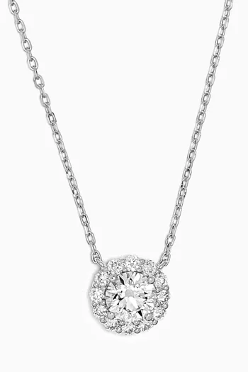 Round Halo Diamond Pendant Necklace in 18kt White Gold