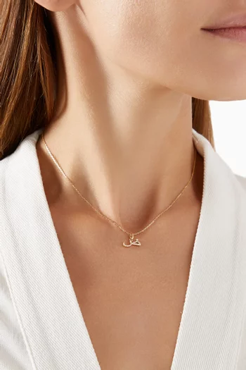 Arabic Letter Dhaad/D ض Diamond Necklace in 18kt Yellow Gold